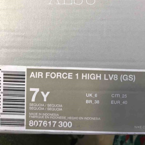 Nike Air Force 1 High LV8 GS Sequoia W AUTHENTIC - Picture 7 of 8